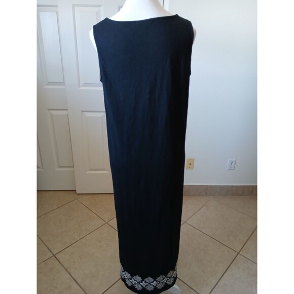 J Jill  size Dress Black sleeveless 100% Cotton Embroidered Size Smalll Boho - Picture 3 of 13